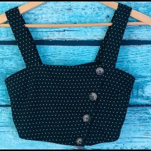 Free People Black White Dot Crop Tank Top